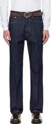 Auralee Indigo Hard Twist Denim Wide Jeans In Blue