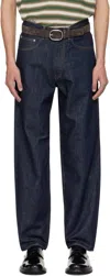 Auralee Indigo Hard Twist Denim Wide Jeans In Purple