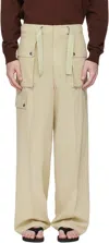 Auralee Khaki Light Cotton Wool Viyella Cargo Pants In Neutral