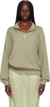 Auralee Khaki Super High Gauge Half Zip P/o Sweatshirt In Khaki Gray