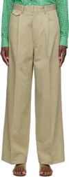 Auralee Khaki Washed Finx Chino One-tuck Trousers In Light Khaki