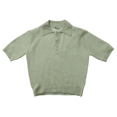 Pre-owned Auralee Kid Mohair Sheer Knit Polo 'pale Green' | Women's Size 0
