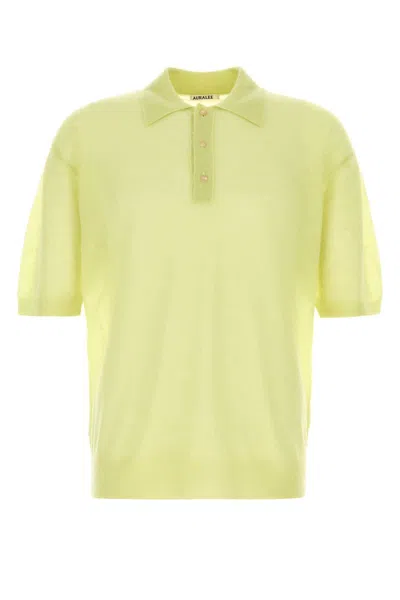 Auralee Kid Mohair Sheer Knit Polo In Yellow