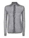 Auralee Kid Mohair Sheer Knit Shirt Cardigan In Grey