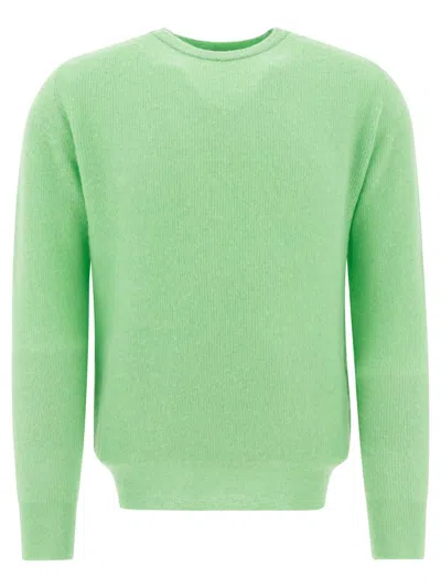 Auralee Textured Knitwear With Ribbed Cuffs And Hem In Green