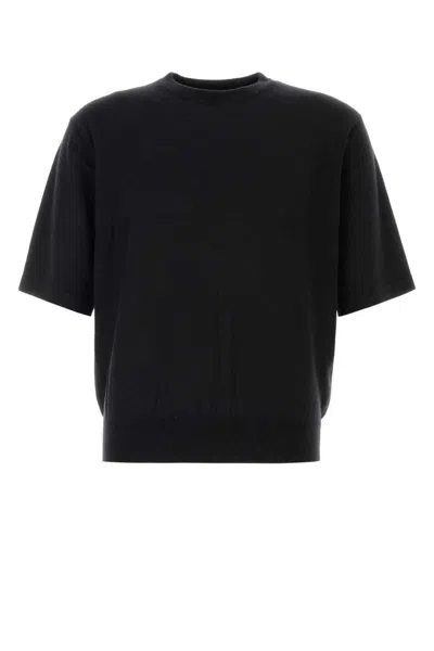 Auralee Cashmere Crew Neck Sweater Short Sleeves In Black
