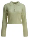 Auralee Collared Knitwear With Long Sleeves And Cropped Length In Green