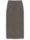Auralee Khaki Lama Shetland Wool Tweed Maxi Skirt In Neutrals