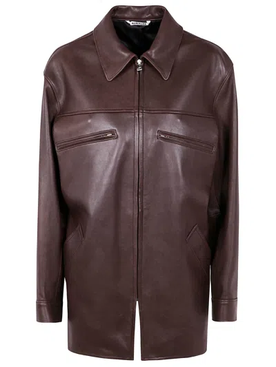 AURALEE AURALEE LAMB LEATHER LONG ZIP BLOUSON