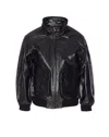 Auralee Black Lamb Leather Zip Blouson Jacket In Black