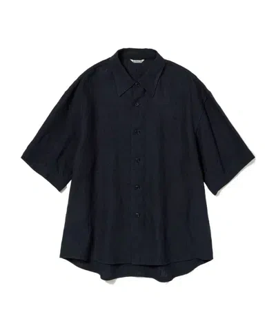 Auralee Lapel Half-sleeve Shirt In Black