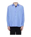 Auralee Lapel Long-sleeved Shirt In Blue