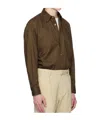 Auralee Lapel Long-sleeved Shirt In Brown