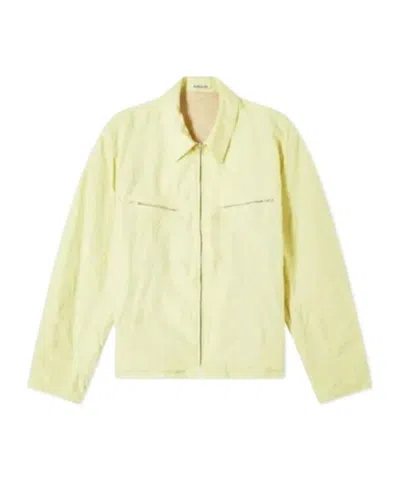 Auralee Lapel Zip-up Casual Jacket In Yellow