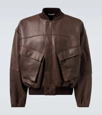 Auralee Leather Blouson In Brown