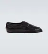 Auralee Black Soft Leather Deck Shoes In Black