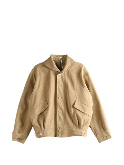 Auralee Leather Jacket In Neutral