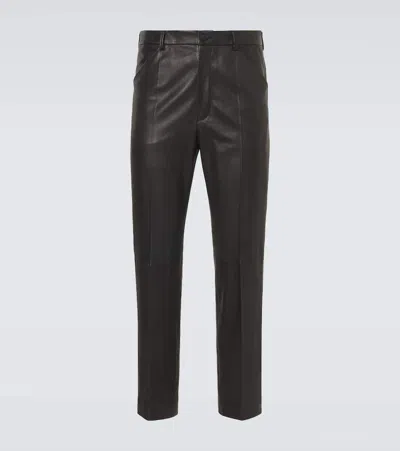 Auralee Leather Straight Pants In Black