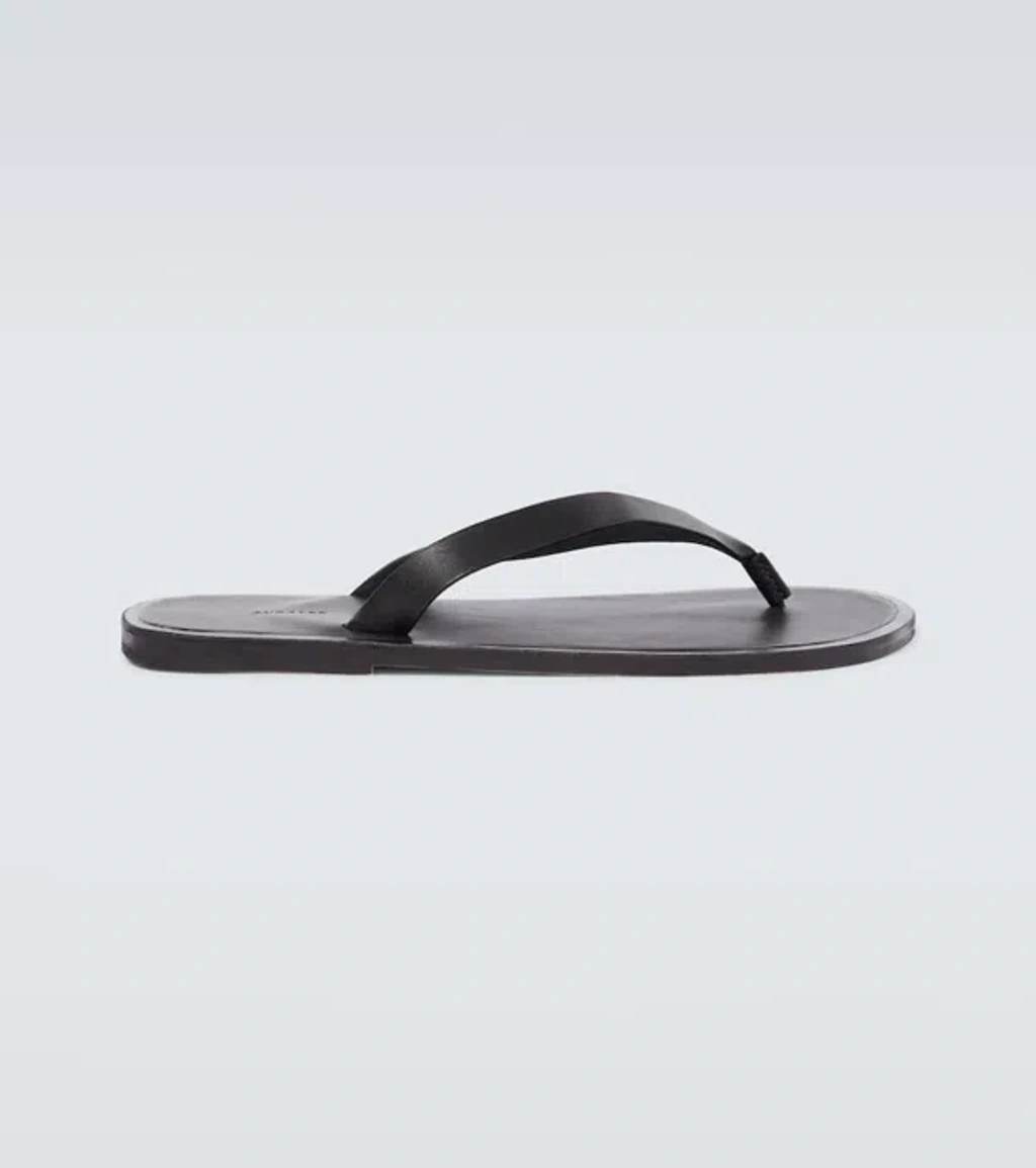 Auralee Leather Thong Sandals In Black | ModeSens