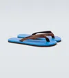 Auralee Soft Leather Flip-flops In Blue