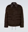 Auralee Leather-trimmed Camel Hair Down Jacket In Brown