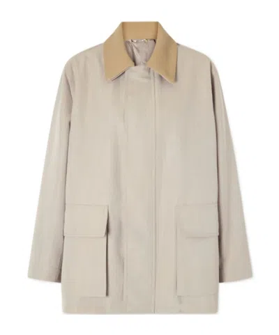 Auralee Leather-trimmed Wool-canvas Jacket In Nude