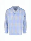 Auralee Light Blue Plaid Long-sleeve Shirt In White