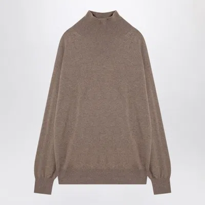 AURALEE AURALEE  LIGHT BROWN CASHMERE TURTLENECK