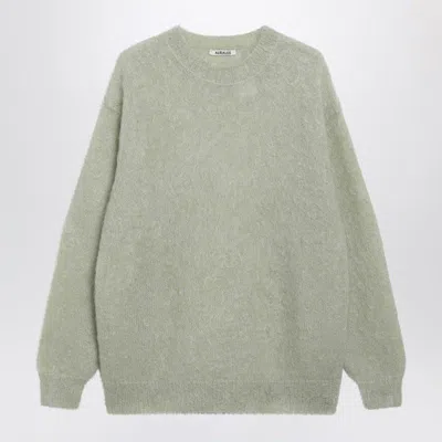 Auralee Light Green Brushed Mohair-blend Sweater Men In Gray