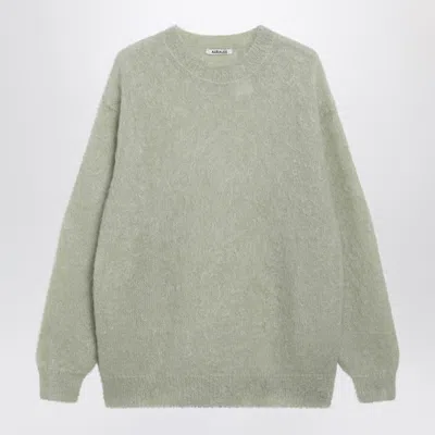Auralee Light Green Brushed Mohair-blend Sweater Men In Gray