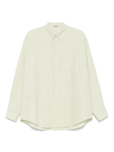 Auralee Light Green Cotton Shirt In Neutral