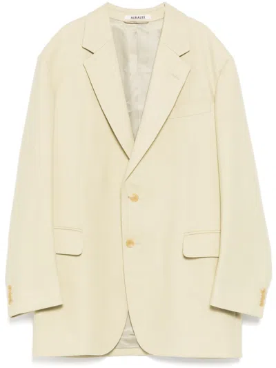 Auralee Light Melton Blazer Jacket In Yellow