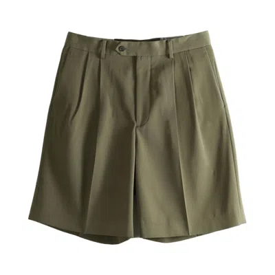 Pre-owned Auralee Light Wool Max Gabardine Shorts 'olive Brown' | Men's Size 3