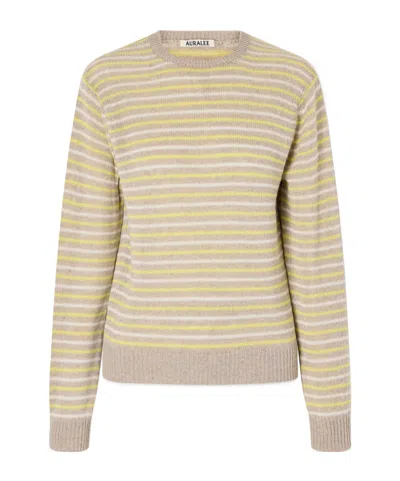 Auralee Lightweight Crew Neck Knit Top In Multi