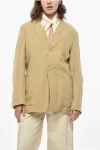 Auralee Linen Blazer With Patch Pockets In Neutral