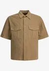 Auralee Short Sleeve Boxy Fit Button-down Shirt In Brown