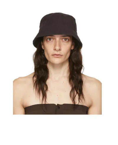 Auralee Brown Organic Cotton Terrycloth Bucket Hat