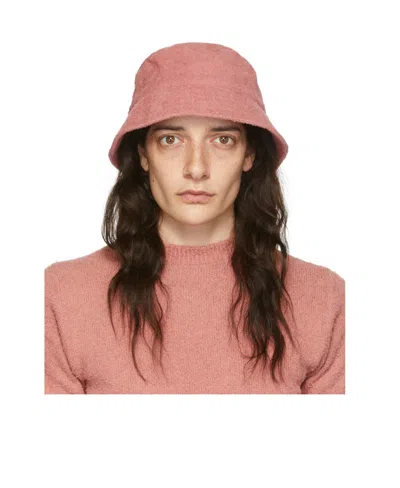 Auralee Pink Organic Cotton Terrycloth Bucket Hat