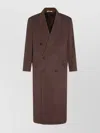 Auralee Long Double-breasted Coat Notched Lapels In Brown