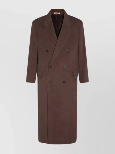 AURALEE LONG DOUBLE-BREASTED COAT NOTCHED LAPELS