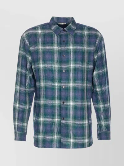 AURALEE LONG SLEEVE BUTTON-DOWN CHECK SHIRT