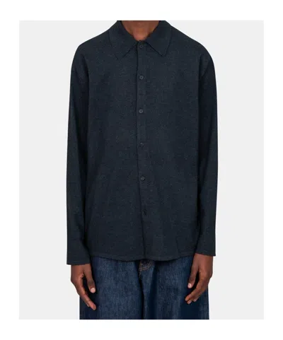 Auralee Long Sleeve Cardigan In Blue