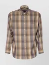 Auralee Long Sleeve Check Shirt With Button-down Collar In Brown