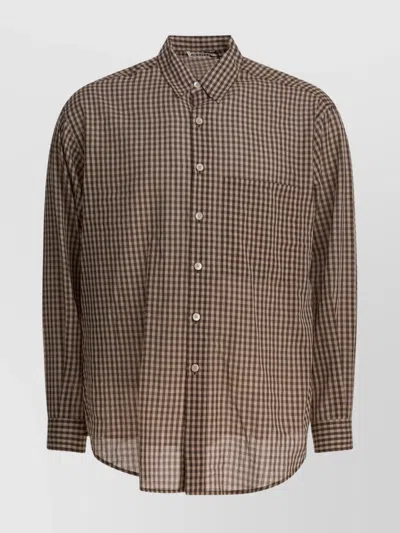 AURALEE LONG SLEEVE CHECKED BUTTON-DOWN SHIRT