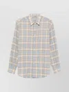 Auralee Long Sleeve Checked Wool Shirt With Button-down Collar In Neutral