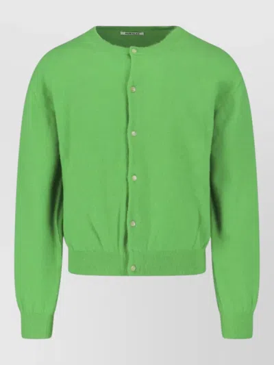 Auralee Long Sleeve Crew Neck Knit Sweater In Green