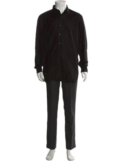 Pre-owned Auralee Long Sleeve Dress Shirt In Black