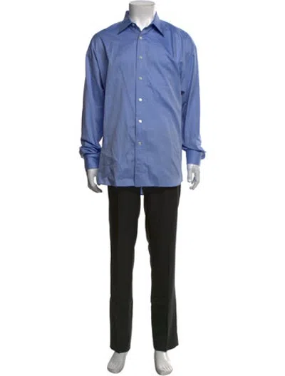 Pre-owned Auralee Long Sleeve Dress Shirt In Blue