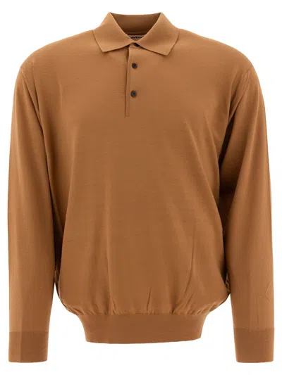 Auralee Wool Polo Shirt In Brown