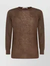 Auralee Long Sleeve Sheer Crewneck Knitwear In Brown